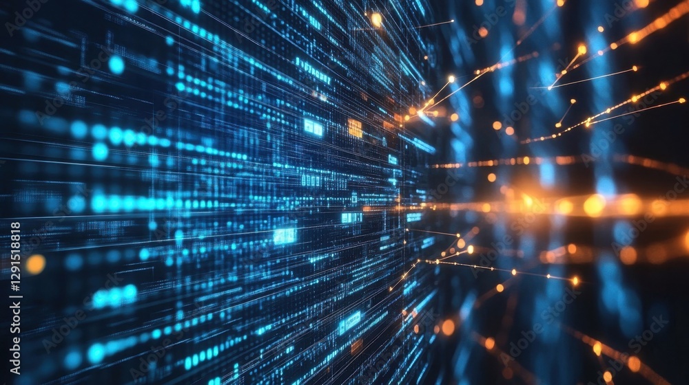 Obraz premium Quantum computing powering digital finance, futuristic economy visualization,