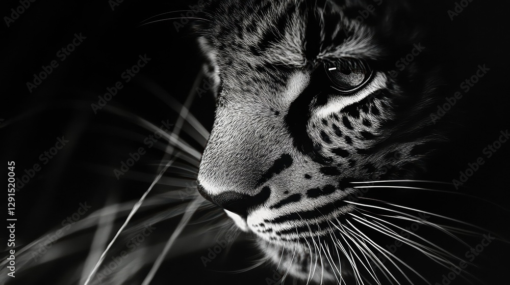 Obraz premium Majestic jaguar stalking prey dense jungle wildlife photography dark surroundings close-up nature's power