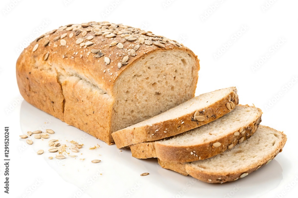 Sliced loaf of multigrain bread with seeds Sliced loaf of multigrain bread with seeds