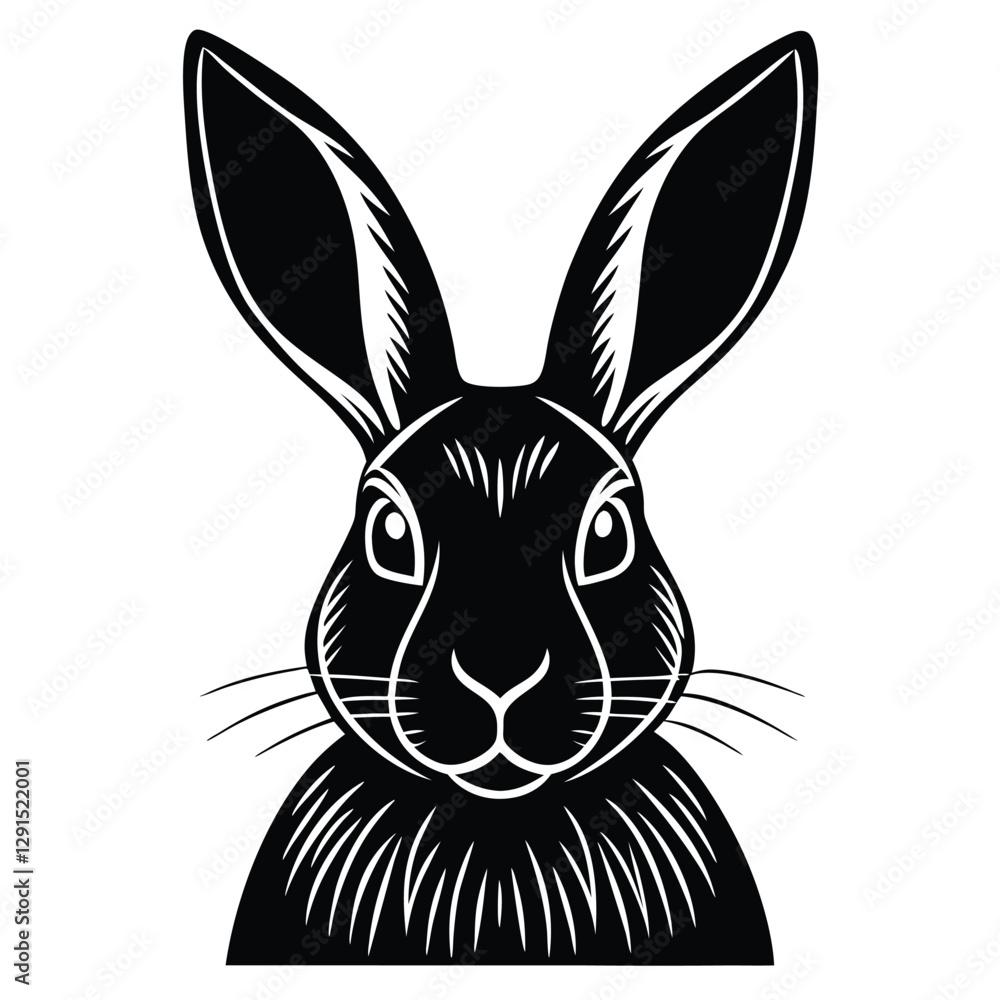 Fototapeta premium Rabbit silhouette ,vector black color silhouette on a white background