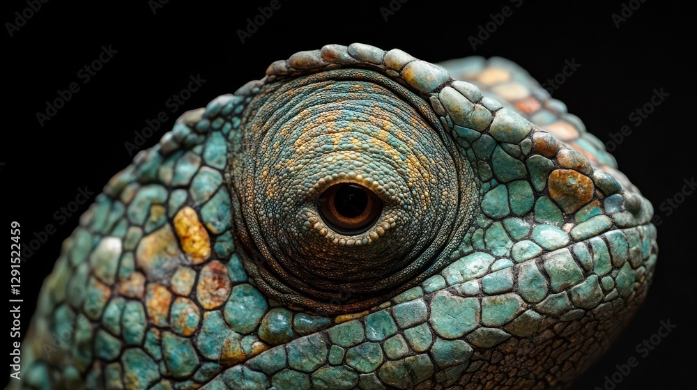 Fototapeta premium Intriguing close-up of a colorful chameleon nature wildlife photography macro environment artistic perspective