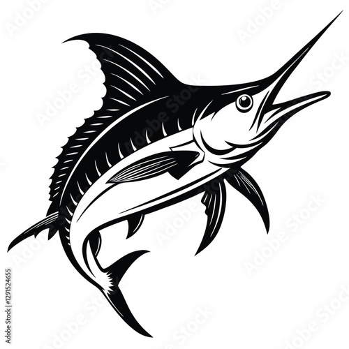 Detailed Atlantic Blue Marlin Clipart for Coastal Projects
