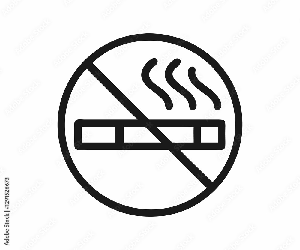 Simple, black and white vector graphic of a no smoking sign. Simple, black and white vector graphic of a no smoking sign.
