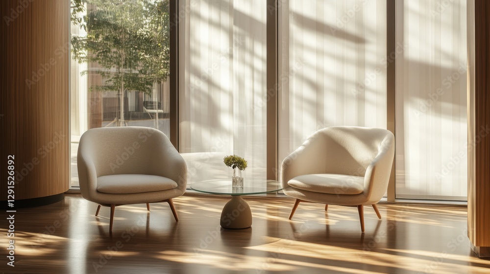 modern living room with two armchairs and coffee table modern living room with two armchairs and coffee table