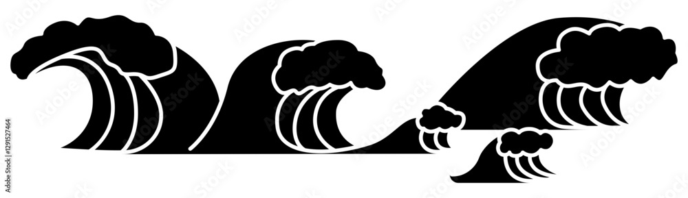 Tsunami, Wave graphic background in glyph style Tsunami, Wave graphic background in glyph style