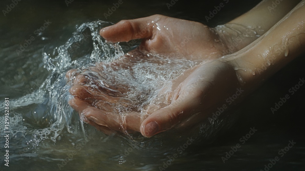 Fototapeta premium hands cupping flowing water
