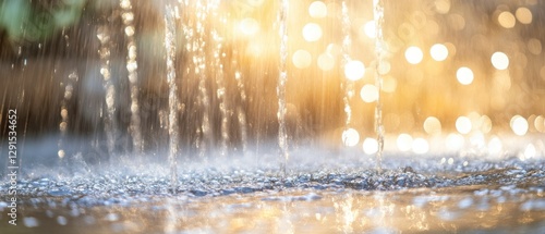 Wallpaper Mural Captivating close-up of shimmering water droplets cascading over a surface, creating a serene atmosphere Torontodigital.ca