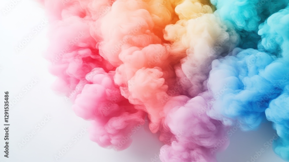 Fototapeta premium Colorful smoke swirls on white background creating abstract patterns and textures for artistic designs