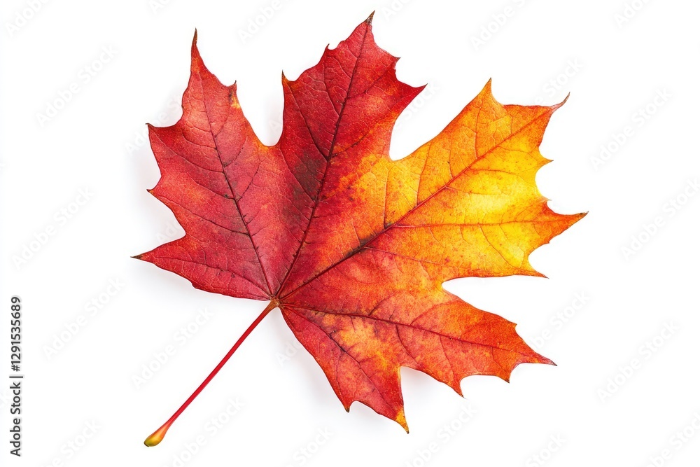 A red maple leaf in autumn shades, isolated A red maple leaf in autumn shades, isolated