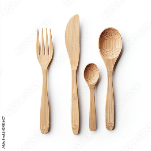 Modern reusable bamboo cutlery set, eco friendly utensils for sustainable dining. Perfect for picnics, camping, or everyday use, promoting greener lifestyle