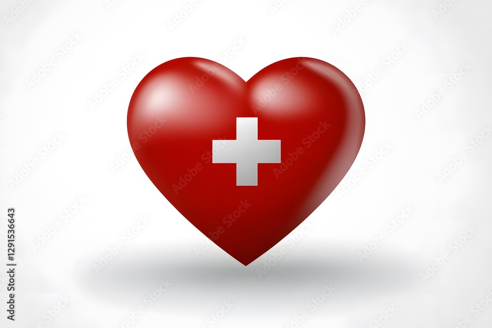 Heart with Cross Symbol on White Background for Cardiology Heart with Cross Symbol on White Background for Cardiology