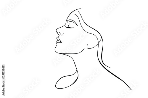 Serene Minimalist Line Art Woman's Profile, Elegant Beauty Drawing