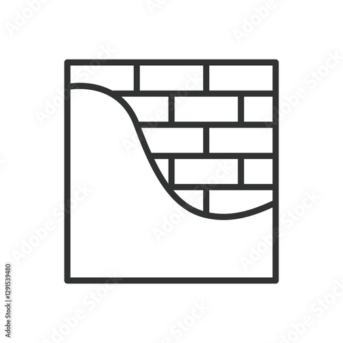 Plastering, icon in line design. Plastering, wall plaster, construction, plaster work, wall finishing, cement plaster, renovation on white background vector. Plastering editable stroke icon