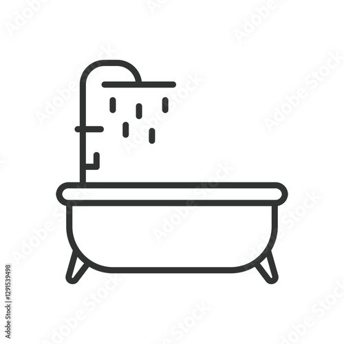 Bathtub, icon in line design. Bathtub, bath, bathroom, bath icon, bath design, bathtub outline, modern bath on white background vector. Bathtub editable stroke icon