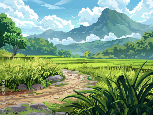 rice field in the mountains