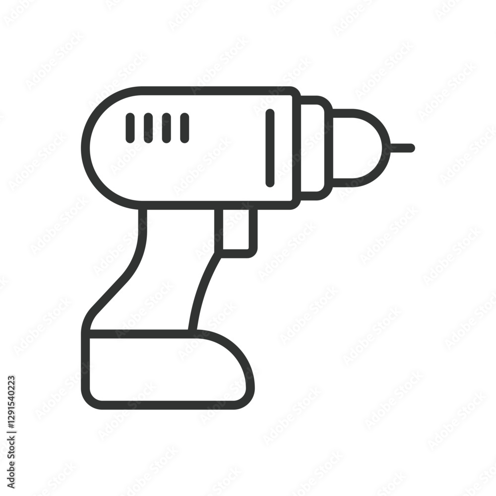 Drill, icon in line design. Drill, tool, power tool, drilling, electric drill, construction, worker on white background vector. Drill editable stroke icon Drill, icon in line design. Drill, tool, power tool, drilling, electric drill, construction, worker on white background vector. Drill editable stroke icon