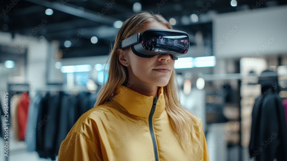 User engaging with virtual reality technology in modern retail store environment closeup view on innovative experience User engaging with virtual reality technology in modern retail store environment closeup view on innovative experience