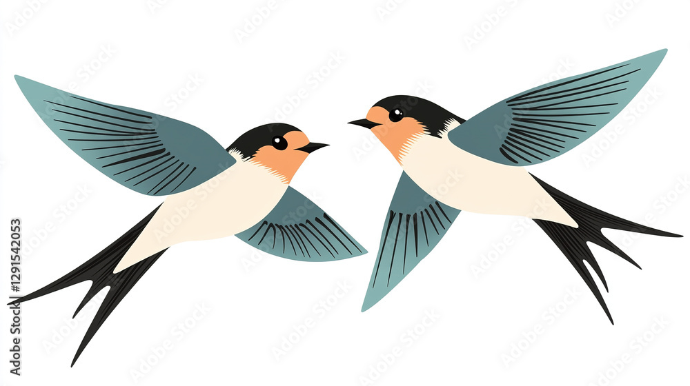 Obraz premium Swallows in the Grass