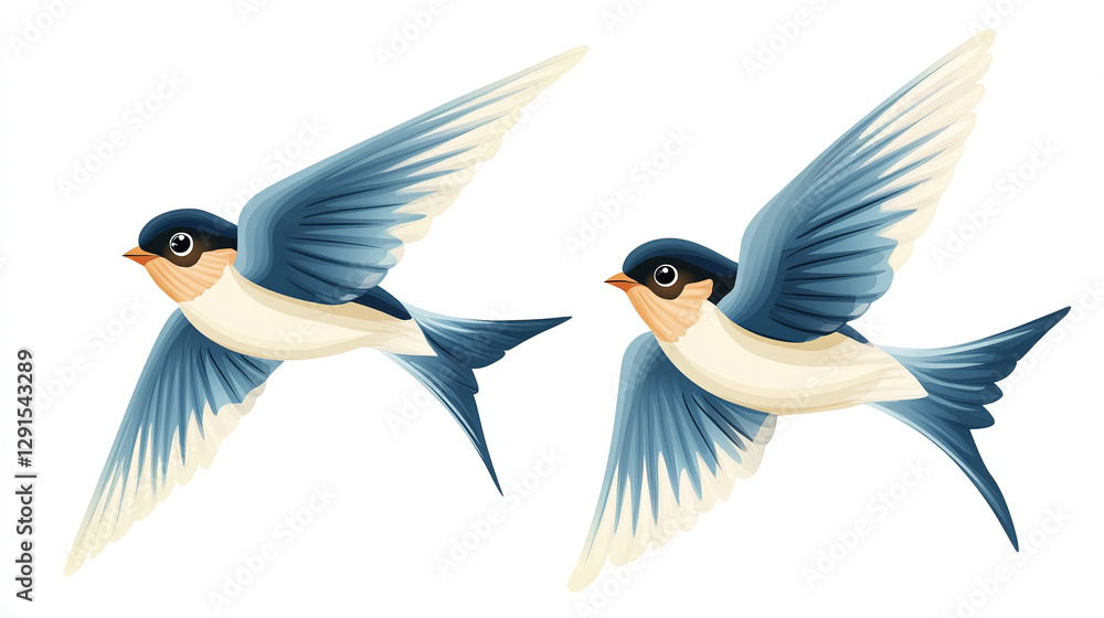 Obraz premium Swallows in the Grass