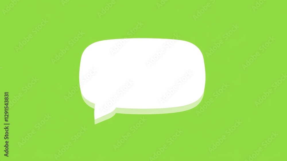 Bright green background with a large white speech bubble inviting conversation in a modern and vibrant setting, ideal for communication-themed projects Bright green background with a large white speech bubble inviting conversation in a modern and vibrant setting, ideal for communication-themed projects