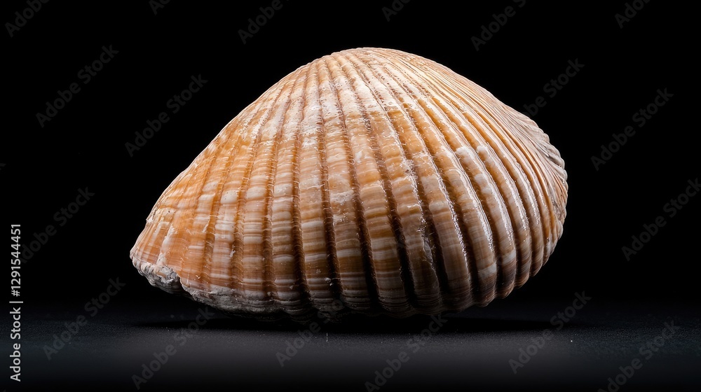Fototapeta premium Close-up seashell on black background. Possible use Nature education