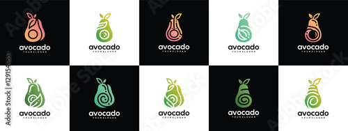 collection of avocado fruit logo design templates. avocado logo icon nature