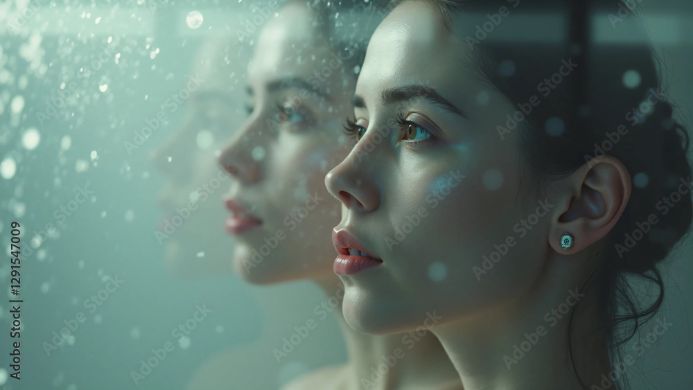 Fototapeta premium Assisted Empathy Abstract Emotional Visuals Exploring Fragmentation, Stillness, and Connection Through Blurred Effects, Minimalist Composition, and Cinematic Lighting in Digital and Surreal Aesthetic