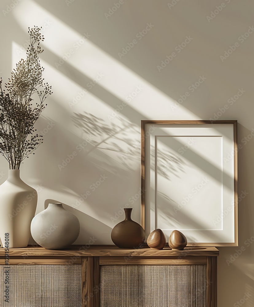 Home interior poster mock up with Beautiful Frame design living room, bedroom, wall (3d Render) Home interior poster mock up with Beautiful Frame design living room, bedroom, wall (3d Render)