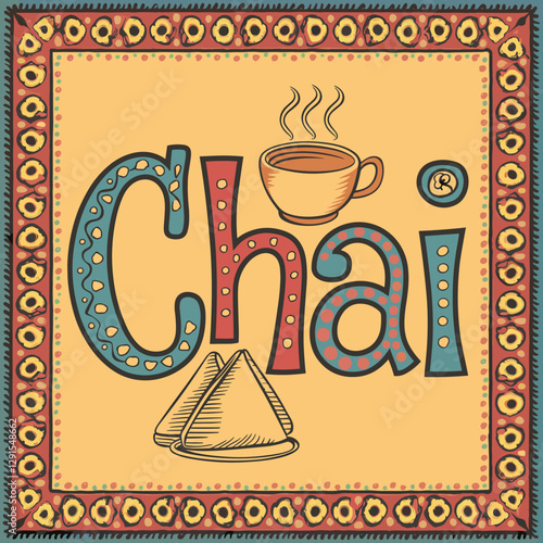 Decorative Chai Tea Sign – Indian-Inspired Typography