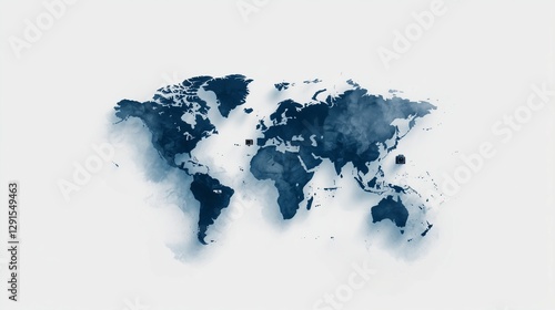 A flat world map in muted blue tones, featuring a small camera icon scattered across countries, showcasing universal press freedom, crisp white background, minimalist vector style