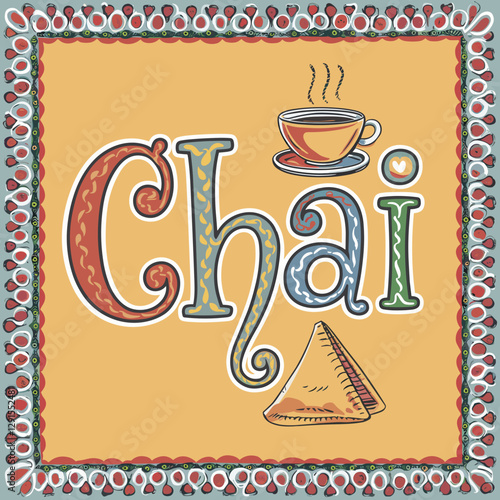 Decorative Chai Tea Sign – Indian-Inspired Typography