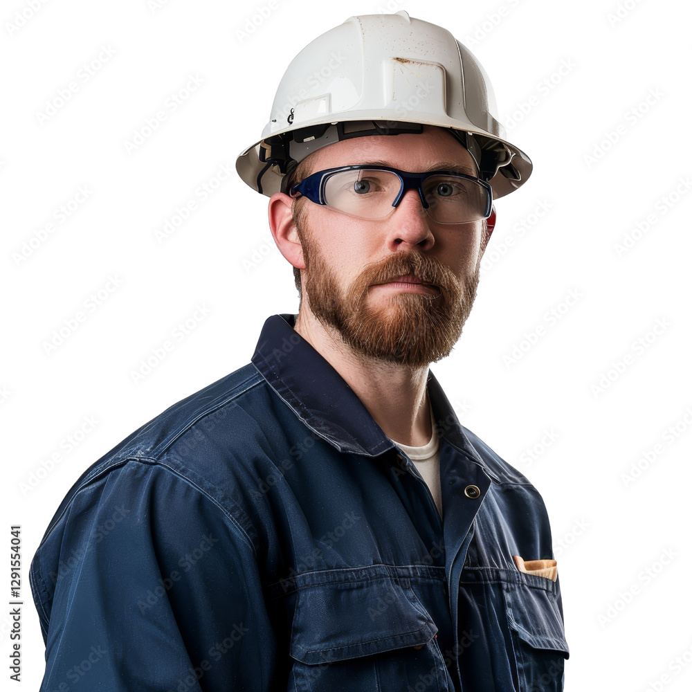 Fototapeta premium Professional Male Worker Wearing Safety Gear and Hard Hat in Studio