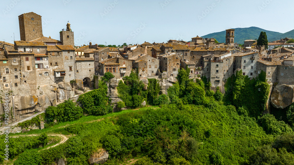 Aerial view of the historic center of Vitorchiano, located in the province of Viterbo, Italy. Aerial view of the historic center of Vitorchiano, located in the province of Viterbo, Italy.