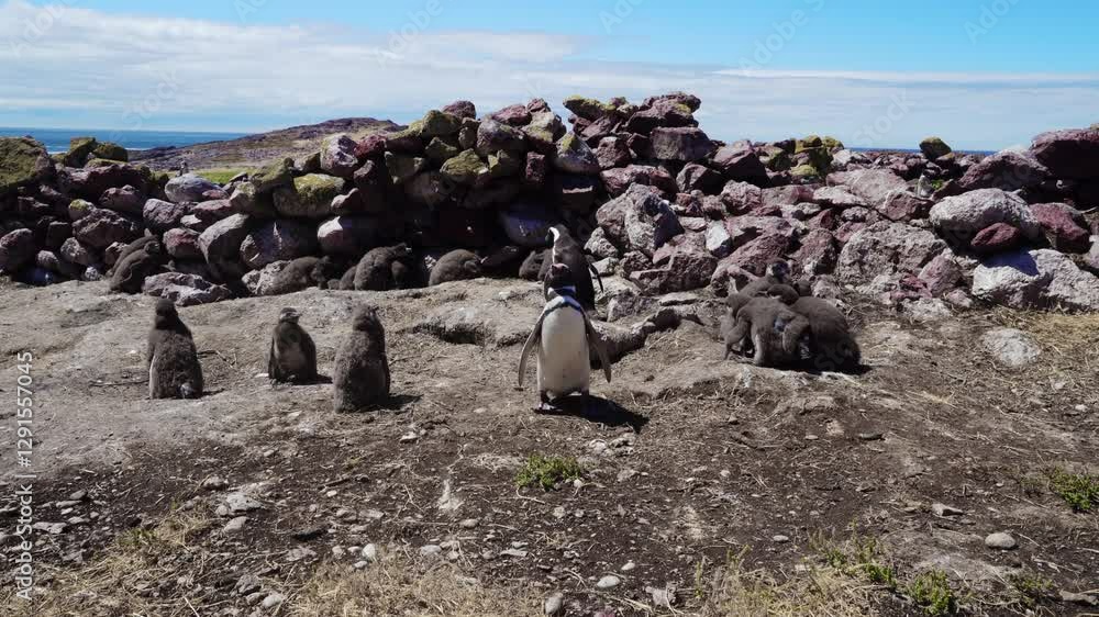 custom made wallpaper toronto digitalMagellanic Penguins with Chicks on Penguin island