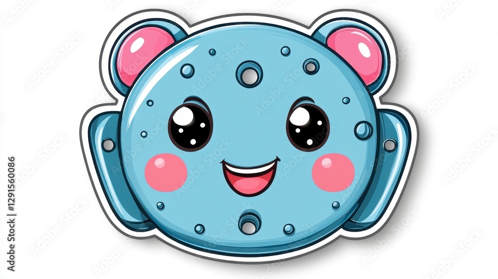 Fototapeta premium Cute and Charming Blue Cartoon Crab Character with Big Eyes