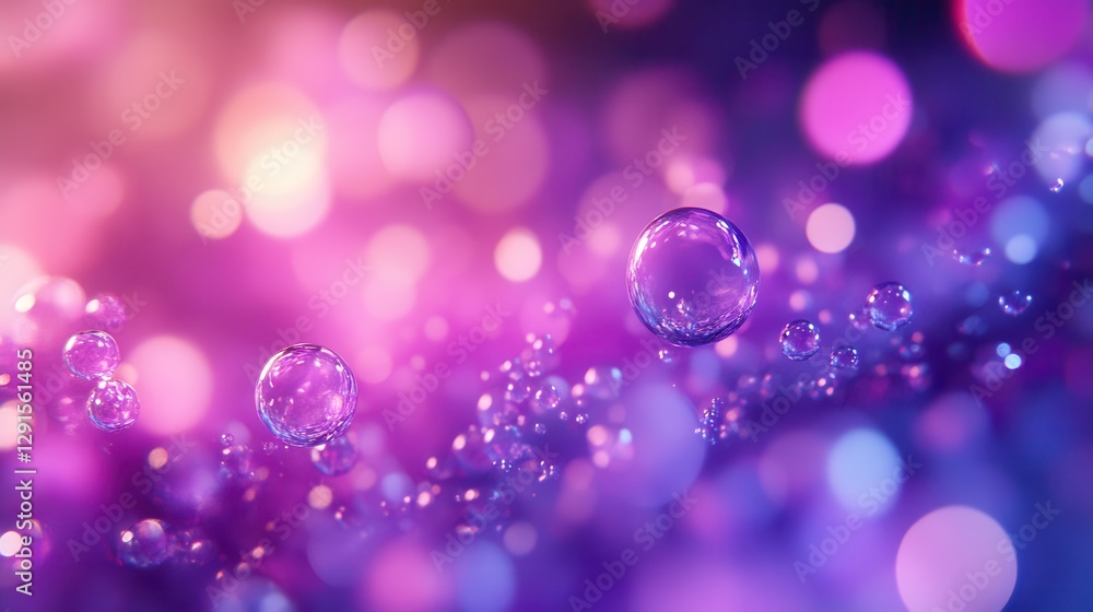Many bubbles float against a vibrant pink and blue background Many bubbles float against a vibrant pink and blue background
