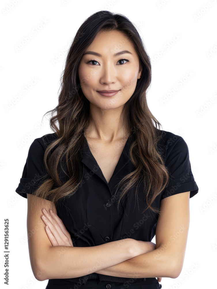 Confident young woman with crossed arms in professional attire Confident young woman with crossed arms in professional attire