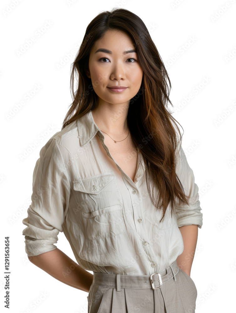Confident young woman in stylish outfit posing for portrait photography Confident young woman in stylish outfit posing for portrait photography