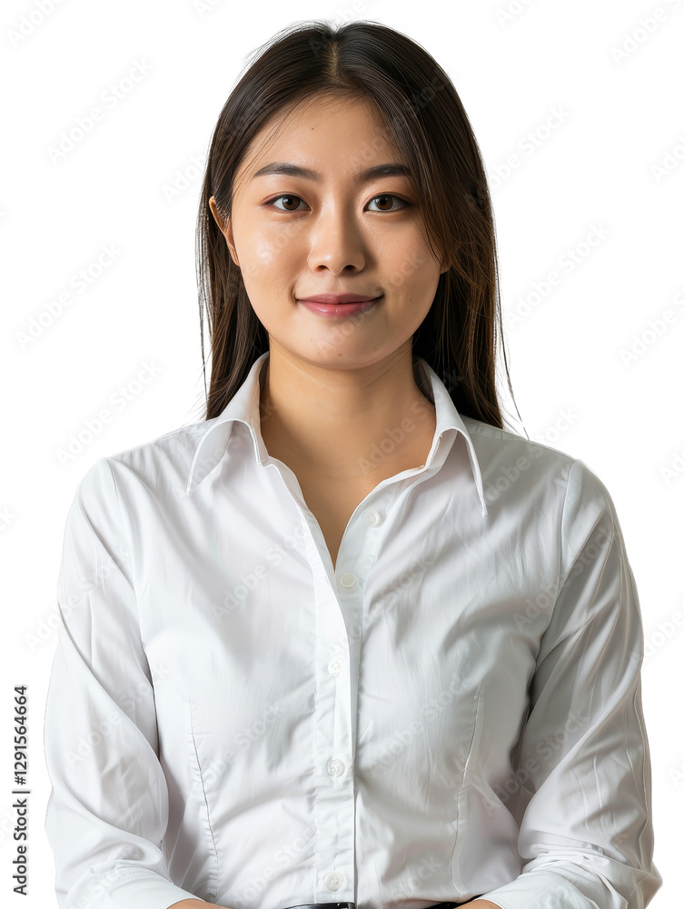Professional Young Woman in White Shirt with Neutral Expression Professional Young Woman in White Shirt with Neutral Expression