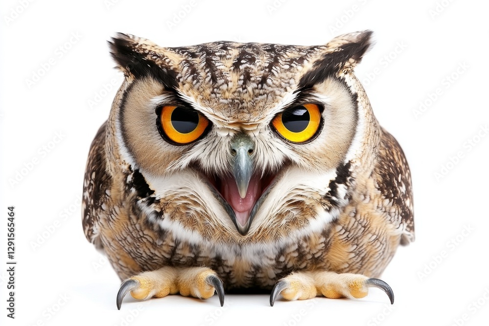 Obraz premium Realistic photograph of an owl on a white background, full body