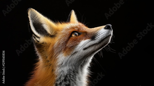 Curious fox gazing upwards with enigmatic expression while surrounded by lush greenery and natural habitat