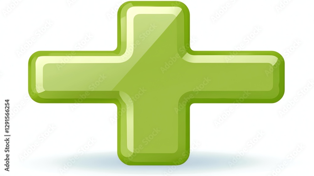 A green plus sign on a transparent background with a subtle shadow A green plus sign on a transparent background with a subtle shadow