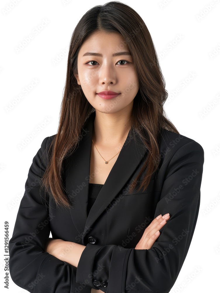Confident Businesswoman Posing with Crossed Arms in Formal Attire Confident Businesswoman Posing with Crossed Arms in Formal Attire