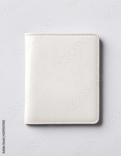 Luxury leather passport holder with RFID protection on a white background.