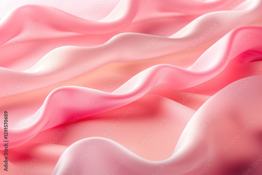 Obraz premium Gentle waves of soft pink silk fabric, creating a serene and elegant backdrop.