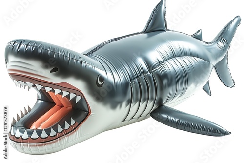 Wallpaper Mural A large inflatable shark with an open mouth, showcasing sharp teeth, perfect for summer fun and pool parties. Torontodigital.ca