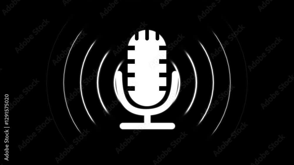 Audio microphone icon animation. radio wave and voice recording podcast mic microphone button icon. Audio microphone icon animation. radio wave and voice recording podcast mic microphone button icon.
