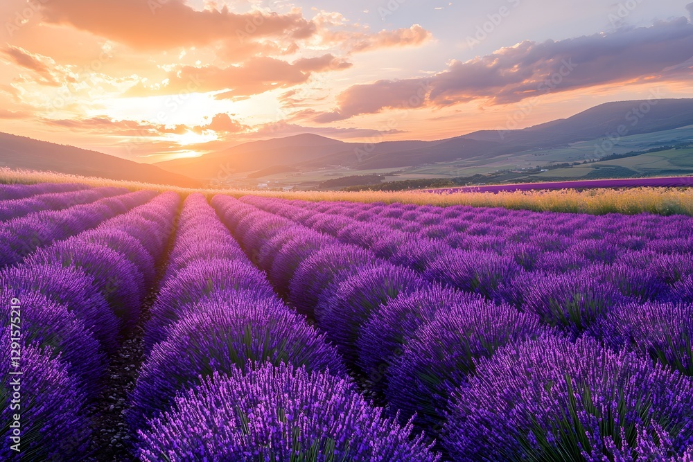 Fototapeta premium lavender field at sunset