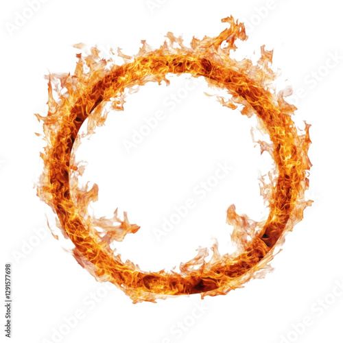 Circle of Fire with Orange Flames Isolated on Transparent Background