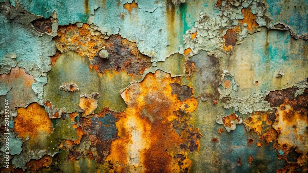 Abstract Texture of Oxidized Metal Surface Showing Extensive Corrosion and Flaking Paint Abstract Texture of Oxidized Metal Surface Showing Extensive Corrosion and Flaking Paint